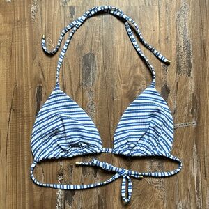 Vitamin A Blue/White Striped Bikini Top